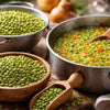 Split green peas drying and splitting process on machinery