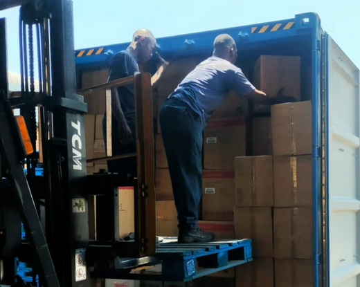 Shipping container packed with South African products ready for export to New Zealand