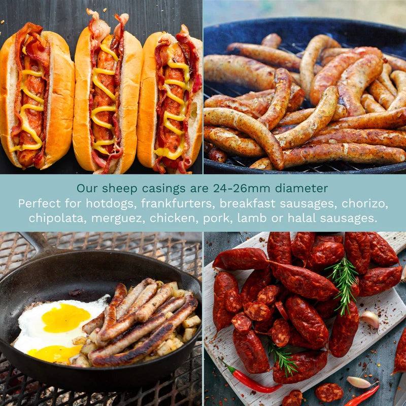 Home sausage making tips with fresh meat, fat, salt, natural casings, testing mix, and slow cooking advice