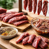 Traditional South African biltong ingredients and spices for homemade biltong recipe