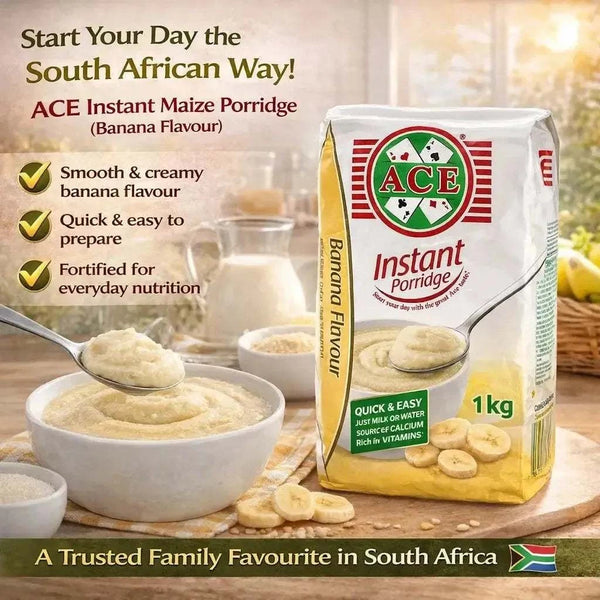 ACE Instant Maize Porridge 1kg banana flavor packaging from South Africa