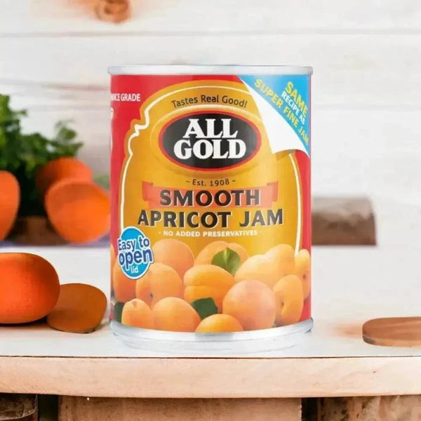 All Gold Jam Smooth Apricot 450g jar with premium apricot spread and convenient lid