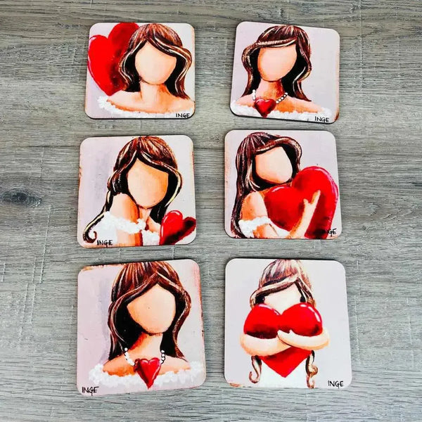 Coasters - Angles with Hearts (Set of 6) - Something From Home - South African Shop