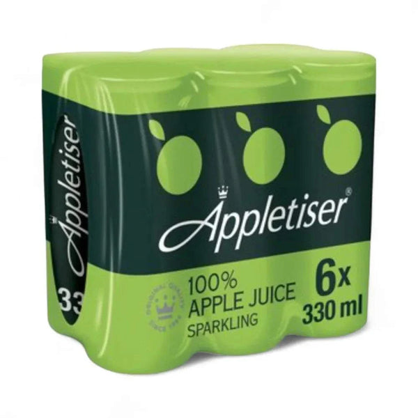 Appletiser 6-pack 330ml cans, refreshing South African apple sparkling drink.