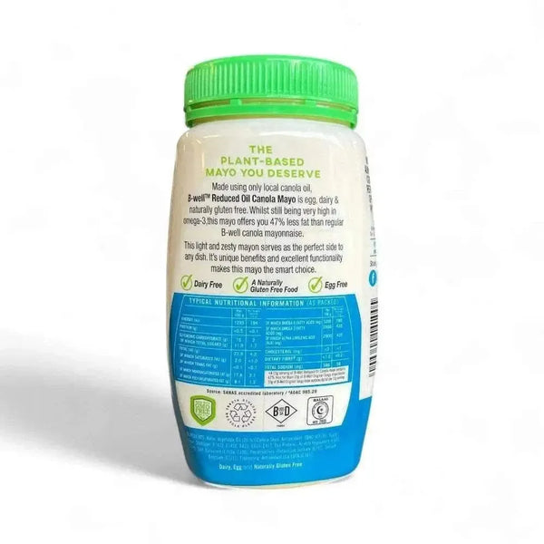 B-Well Reduced Oil Mayonnaise 750g - Vegan, gluten-free, and rich in Omega-3, ideal for healthy meals.