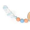 Natural wooden and silicone baby teething ring, 40mm diameter, safe and BPA-free.