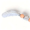 Natural wooden baby teething ring with silicone beads, safe and BPA-free, handmade in South Africa.