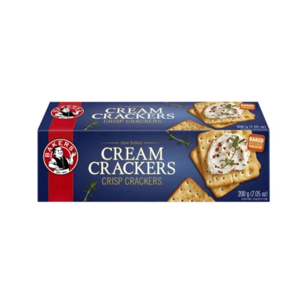 Bakers Cream Crackers - 200g box with crisp, buttery flavor and zero trans fat.