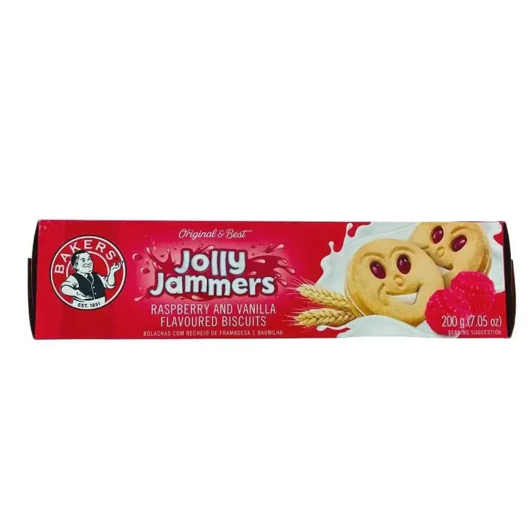 Bakers Jolly Jammers Biscuits raspberry cream-filled snack pack 200g