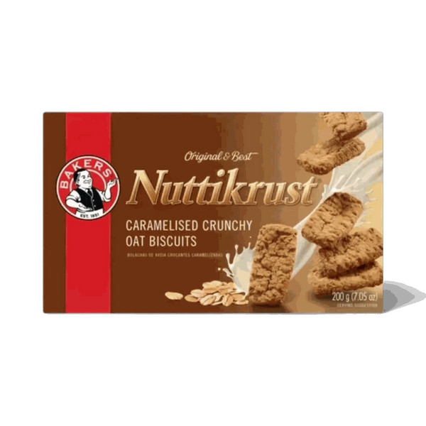 Bakers Nuttikrust caramelised crunchy oat biscuits 200g pack