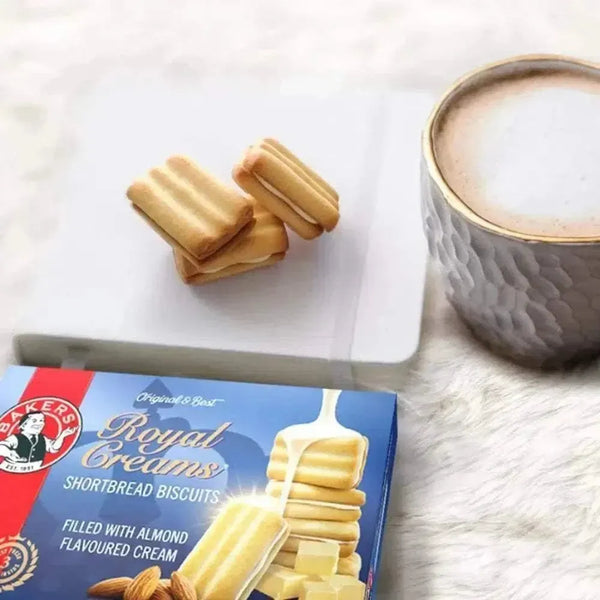 Bakers Royal Creams Original shortbread biscuits with almond cream filling in 280g pack