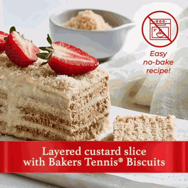 Bakers Tennis Biscuits 200g pack with classic coconut flavor and crispy texture, perfect South African snack