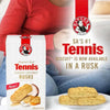 Bakers Tennis Classic Coconut Rusks 450g pack with coconut flavor, ideal for pairing with hot beverages.
