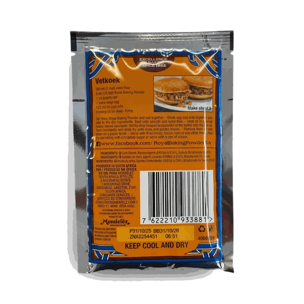 Royal Baking Powder 50g sachet, trusted South African double-acting baking powder for cakes and muffins