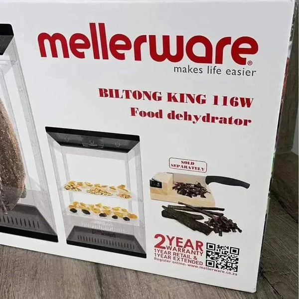 Mellerware Biltong Dryer Biltong King with hanging rods and drying shelves for meat and fruit