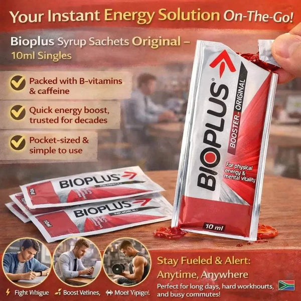 Bioplus Syrup Sachets Original 10ml single-use energy booster with B-vitamins and caffeine