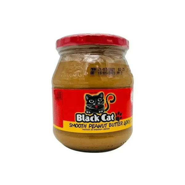 Black Cat Smooth Peanut Butter 400g jar on a white background