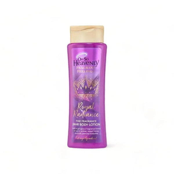 Oh So Heavenly Fragrant Feelings Royal Radiance Body Lotion 375ml in purple bottle.