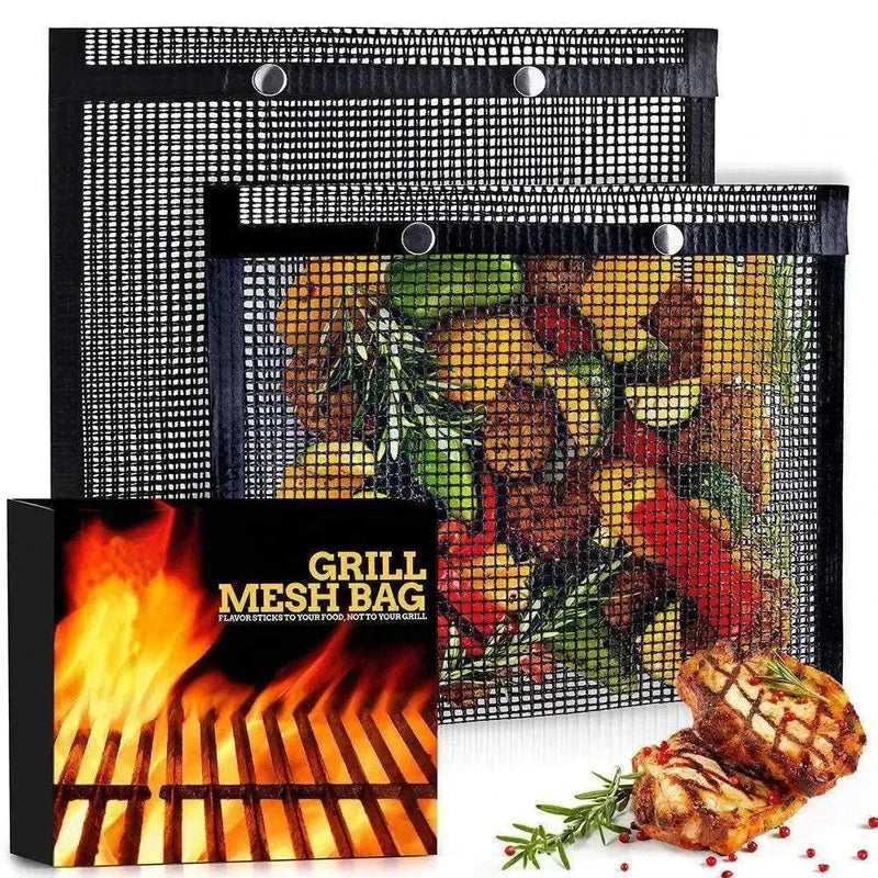 Braai Sakkie black non-stick mesh grilling bag for outdoor cooking