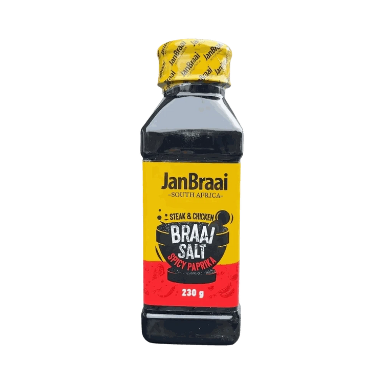 Jan Braai Braai Salt 230g spicy paprika seasoning shaker for grilling and braai