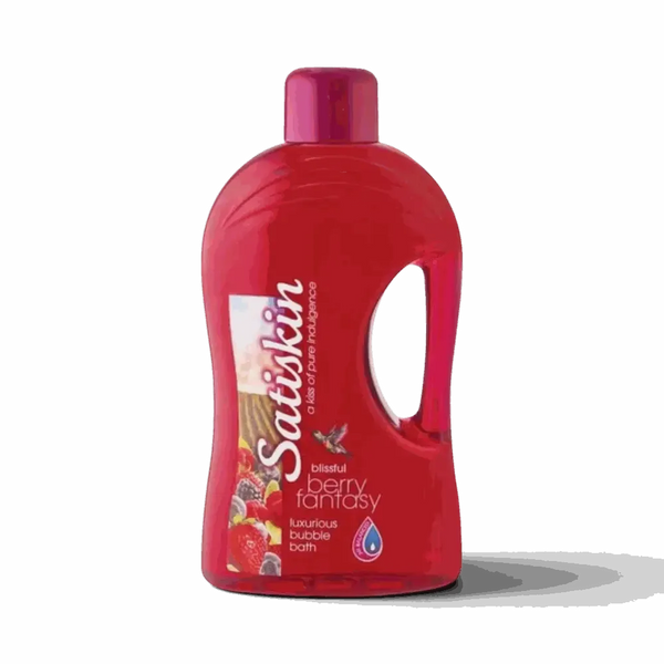 Satinskin Luxury Bubble Bath Berry Fantasy 2L bottle with berry-inspired fragrance for soft, moisturized skin