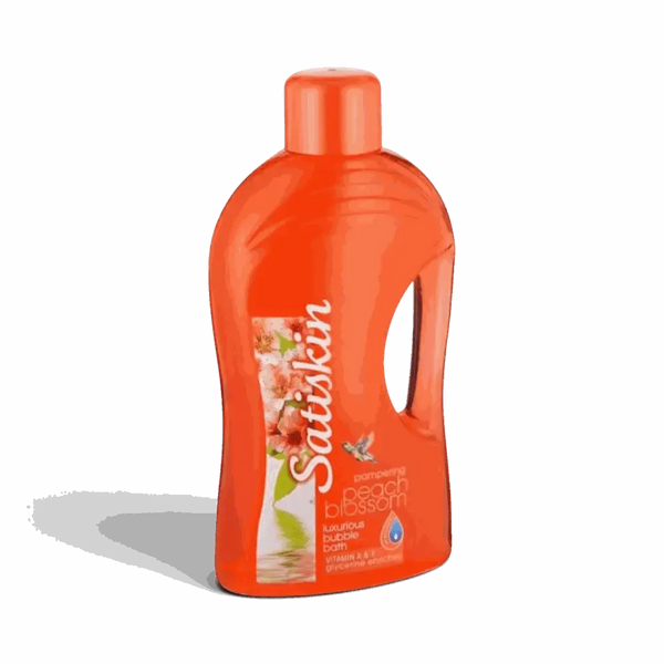 Satinskin 2L luxury bubble bath bottle with pampering peach blossom fragrance