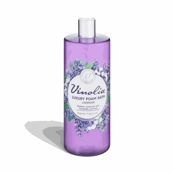 Vinolia Foam Bath Lavender 1L bottle with rich moisturizing bubble bath foam