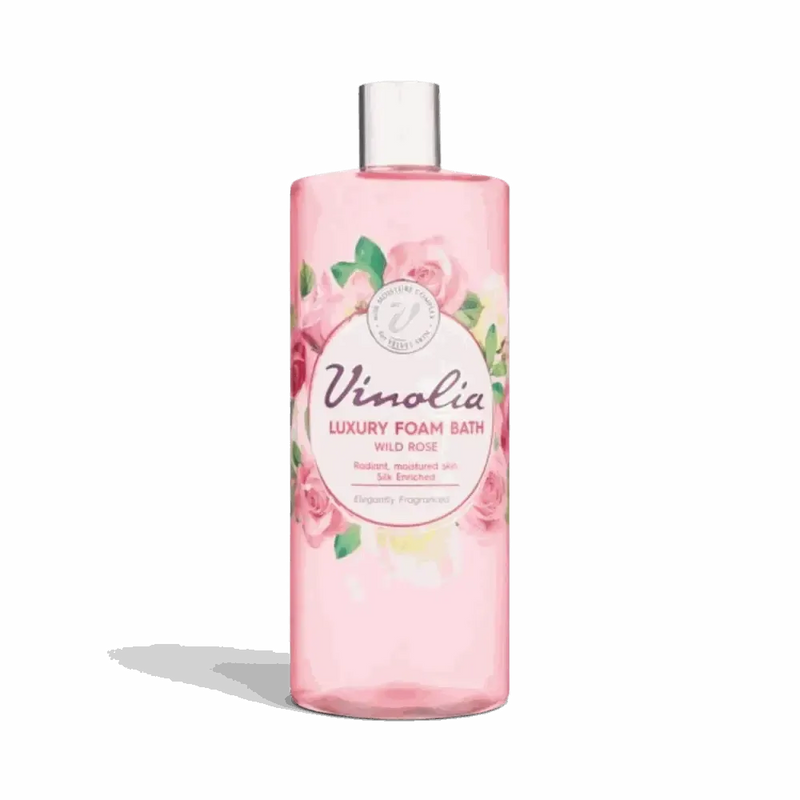 Vinolia Foam Bath 1L bottle with wild rose fragrance bubble bath foam