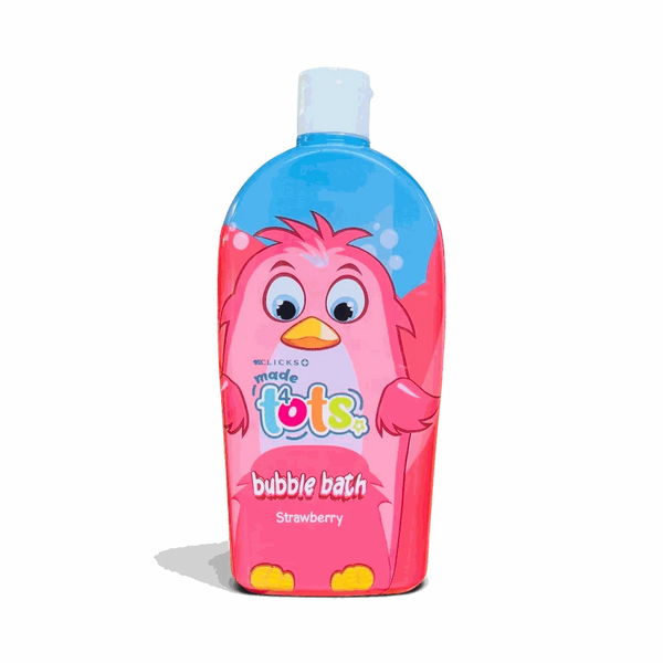 Clicks Made 4 Tots Strawberry Bubble Bath 750ml bottle with strawberry scent and bubbles for kids