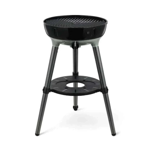 Portable CADAC Carri Chef 40 gas BBQ with dome, perfect for outdoor cooking, featuring GreenGrill non-stick coating and built-in thermometer.