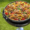 CADAC Skottel Braai Paella Pan 50 with colorful paella on a gas BBQ.