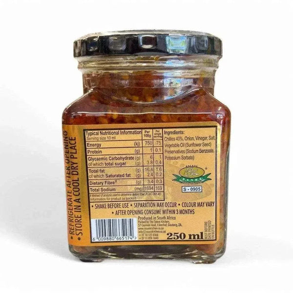 Calisto's Mexican Chilli Salsa 250ml jar with fiery 40% chili blend and smoky flavor