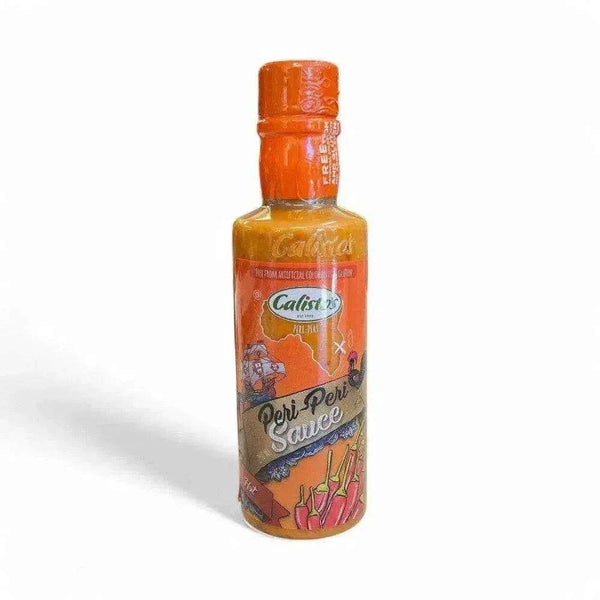 Calisto's Peri Peri Sauce Hot 250ml bottle with fiery Portuguese chili flavor