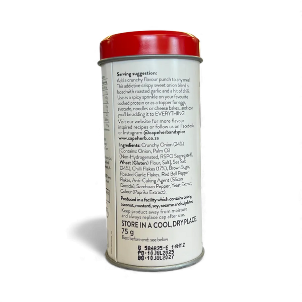 Cape Herb & Spice Chilli Crunch Seasoning 75g tin with spicy onion and chilli blend
