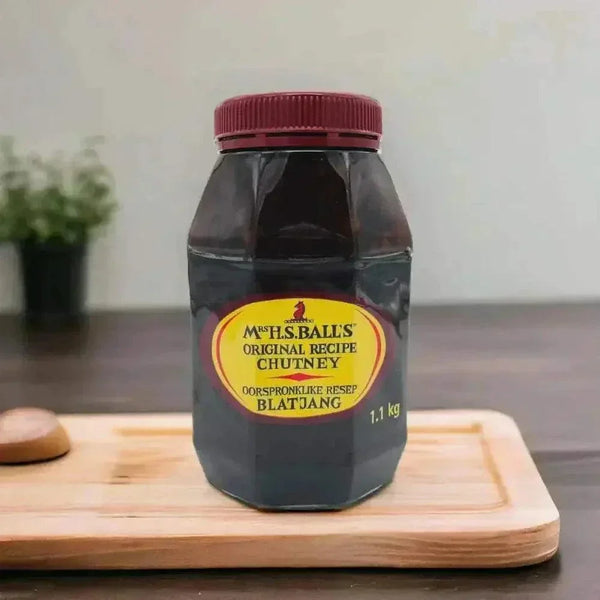 Mrs Balls Chutney Original 1.1kg jar with rich sweet-tangy South African chutney