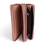 Cotton Road Large PU Leather wallet in pink and tan with zip compartments for cards and coins