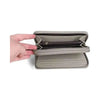 Cotton Road Large Wallet in grey PU leather with embroidered red heart and dual zip compartments