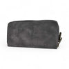 Grey Cotton Road Large Wallet with stitched pink heart and dual zip compartments