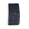 Cotton Road Large Wallet navy PU leather with embossed flower design and zip coin purse