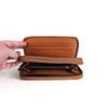 Cotton Road Large Wallet in kaki PU leather with embossed windmill design and double zip compartments