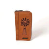 Cotton Road Large Wallet in kaki PU leather with double zip compartments and embossed windmill design