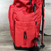 Deep red Cotton Road Nappy Bag backpack with front zip and side pockets for bottles