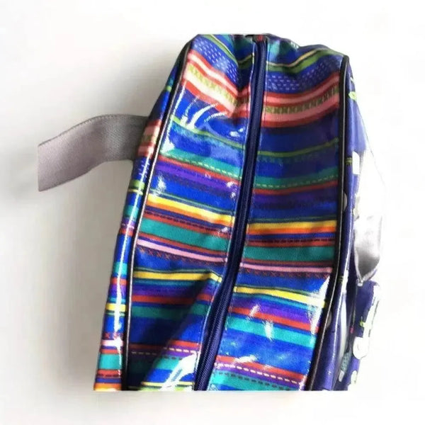 Cotton Road Nappy Bag Navy Blue with cactus and stripes, multiple compartments and long strap