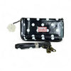 Cotton Road Sling Wallet black with large white polka dots and removable shoulder strap