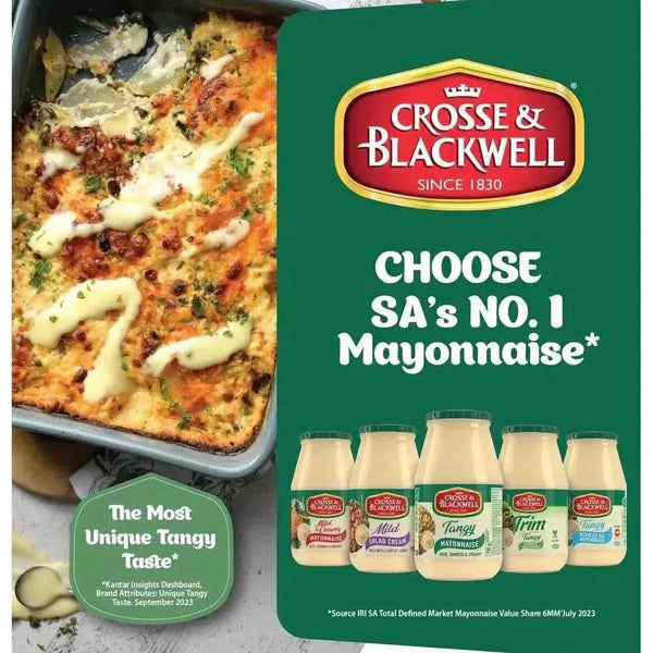 Crosse & Blackwell Mayonnaise Tangy 750g jar with creamy texture and classic South African flavor