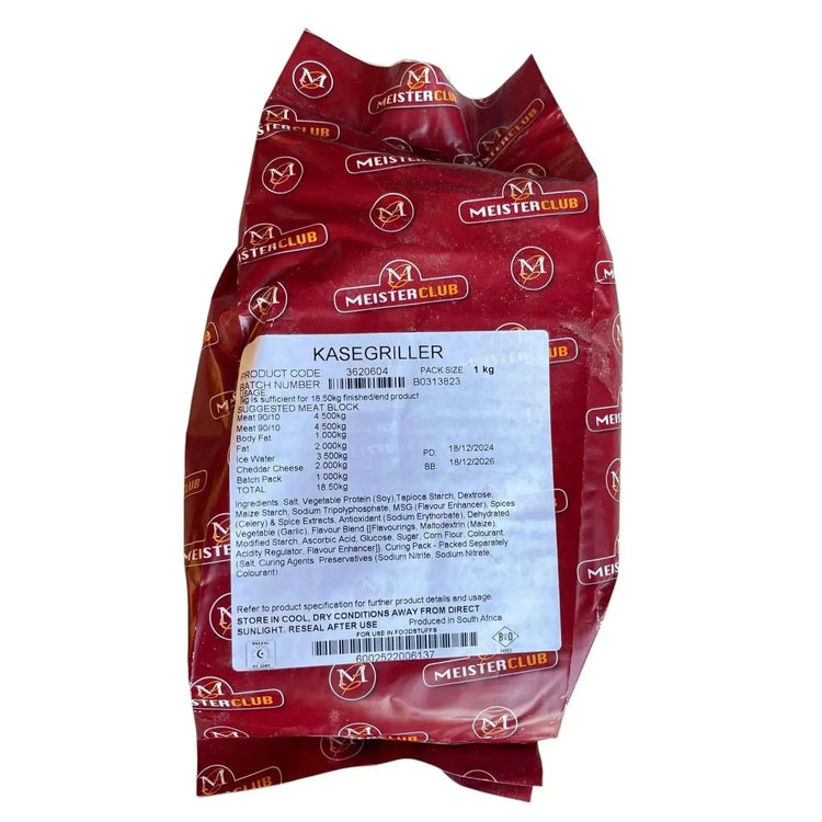 Crown National MeisterClub Kasegriller Spice 1kg bag for making cheesy sausages.