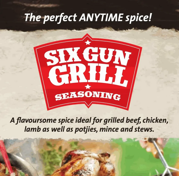 Crown National Six Gun Grill Spice Shaker 100g - Flavorsome seasoning for grilled meats and stews.