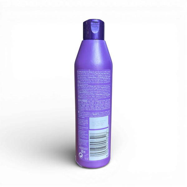 Purple 250ml bottle of Dark & Lovely 3-in-1 Shampoo for cleansing, detangling, and moisturizing textured hair