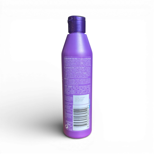 Purple 250ml bottle of Dark & Lovely Total Repair 5 Oil Moisturiser for damaged hair restoration and nourishment