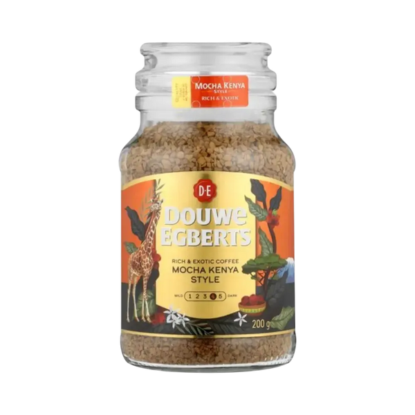 Douwe Egberts Instant Coffee Mocha Kenya Style 200g glass jar rich exotic freeze-dried coffee